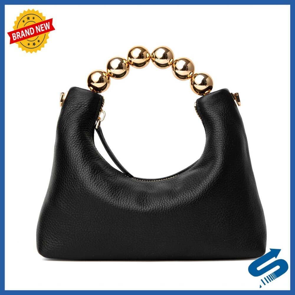 Small Top Handle Clutch Bag Genuine Leather Designer Crossbody Purse Elegant